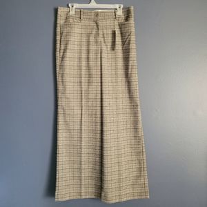 LOFT High Rise Trouser Houdstooth Plaid Wide Leg Pants Sz 10